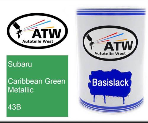 Subaru, Caribbean Green Metallic, 43B: 500ml Lackdose, von ATW Autoteile West.